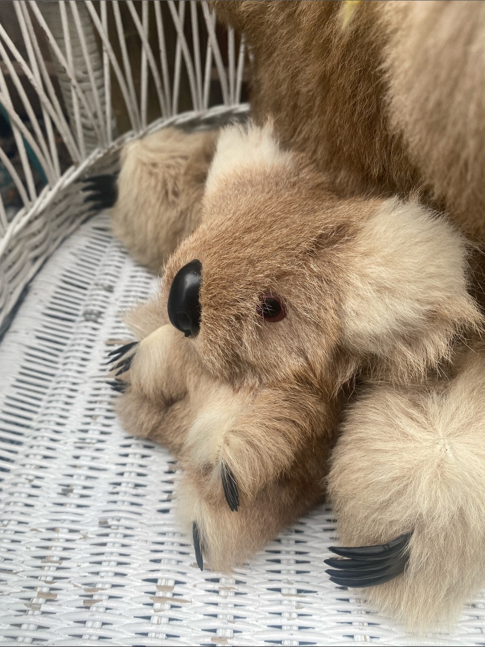 Vintage Plush Brown Koala Stuffed Animal Toy with Yellow Bow and Joey Koala - Picture 9 of 16